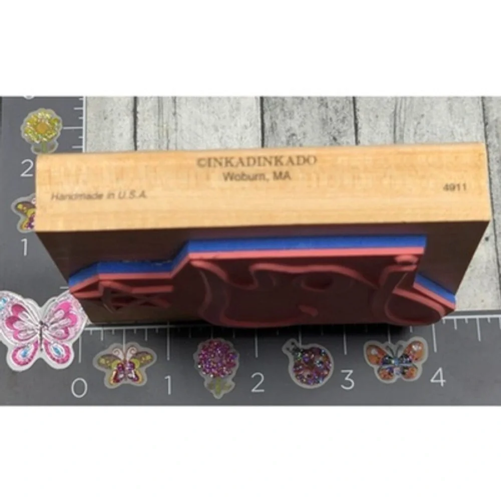 Inkadinkado Joy Script Star 4911 Christmas Rubber Stamp Wood #E5